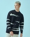 Shop Men's Black All Over Printed Flatknit Sweater-Front