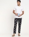 Shop Men's Black All Over Printed Lounge Pyjamas-Full