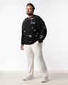 Shop Men's Black All Over Printed Oversized Plus Size Sweatshirt