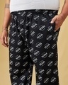 Shop Men's Black All Over Printed Oversized Plus Size Pyjamas-Full