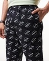 Shop Men's Black All Over Printed Oversized Pyjamas-Full