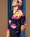Shop Men's Black All Over Printed Oversized Shirt-Front