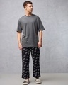 Shop Men's Black All Over Printed Oversized Pyjamas-Full