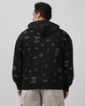 Shop Men's Black All Over Printed Plus Size Hoodies-Full