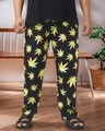 Shop Men's Black All Over Printed Plus Size Pyjamas-Front
