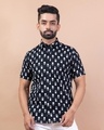 Shop Men's Black All Over Printed Relaxed Fit Shirt-Front