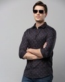 Shop Men's Black All Over Printed Slim Fit Shirt-Front