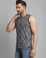 Shop Men's Black All Over Printed Slim Fit Vest-Design