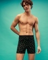 Shop Men's Black All Over Weed Printed Knit Boxers-Front