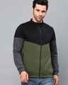 Shop Men's Black and Green Color Block Slim Fit Jacket-Front