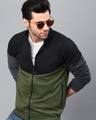Shop Men's Black and Green Color Block Slim Fit Jacket