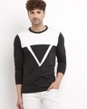 Shop Men's Black & White Color Block Slim Fit T-shirt-Front