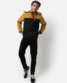 Shop Men's Black and Yellow Color Block Hooded Jacket