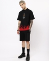 Shop Men's Black Anime Flamed Graphic Printed Oversized T-shirt
