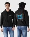 Shop Men's Black Anti Social Butterfly Graphic Printed Hoodie-Front