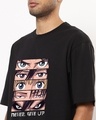 Shop Men's Black Anime AOT Eyes Oversized T-shirt