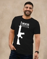 Shop Men's Black Assault Rifle Graphic Printed Cotton T-shirt-Front