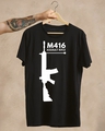 Shop Men's Black Assault Rifle Graphic Printed Cotton T-shirt-Design