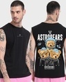 Shop Men's Black Astro Bear Graphic Printed Super Loose Fit Vest-Front