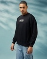 Shop Men's Black Astro Space Graphic Printed Oversized Sweatshirt-Full