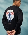 Shop Men's Black Astro Space Graphic Printed Oversized Sweatshirt-Front