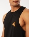 Shop Men's Black Athleisure Deep Armhole Typography Vest
