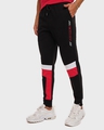 Shop Men's Black Avengers Color Block Joggers-Front