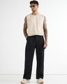 Shop Men's Black Baggy Fit Carpenter Mid-Rise Jeans-Full