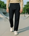 Shop Men's Black Baggy Fit Mid-Rise Jeans-Front