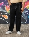 Shop Men's Black Baggy Oversized Plus Size Cargo Pants-Front