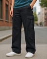 Shop Men's Black Baggy Straight Fit Jeans-Front