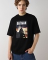 Shop Men's Black Batman Graphic Printed Oversized T-shirt-Front