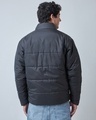 Shop Men's Black & Blue Bate Typography Oversized Puffer Jacket-Design