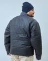 Shop Men's Black & Blue Bate Typography Oversized Plus Size Puffer Jacket-Design