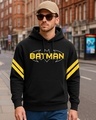 Shop Men's Black Batman Graphic Printed Oversized Hoodies-Front