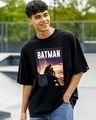 Shop Men's Black Batman Graphic Printed Oversized T-shirt-Front