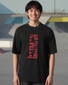 Shop Men's Black Batman Logo Graphic Printed Oversized T-shirt-Front