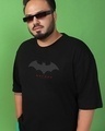 Shop Men's Black Batman Outline Logo Graphic Printed Oversized Plus Size T-shirt-Front