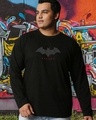 Shop Men's Black Batman Outline Logo Graphic Printed Plus Size T-shirt-Front