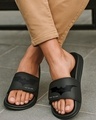 Shop Men's Black Batman Printed Velcro Sliders-Front