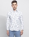 Shop Men's Black Beach Leaf Printed Slim Fit Shirt-Front