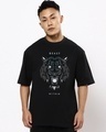 Shop Men's Black Beast Within Graphic Printed Oversized T-shirt-Front