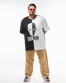 Shop Men's Black & White Iron Man Graphic Printed Oversized Plus Size T-shirt-Full
