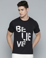 Shop Men's Black Believe Typography Slim Fit T-shirt-Front