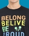 Shop Men's Black Belong Belive Be Proud Typography T-shirt