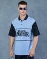 Shop Men's Blue Black Panther Graphic Printed Oversized Polo T-shirt-Front