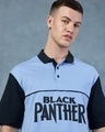 Shop Men's Blue Black Panther Graphic Printed Oversized Polo T-shirt
