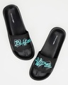 Shop Men's Black Blaze Mode Printed Velcro Sliders-Front