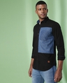 Shop Men's Black & Blue Color Block Regular Fit Shirt-Design