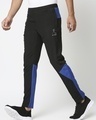 Shop Men's Black & Blue Color Block Slim Fit Track Pants-Design